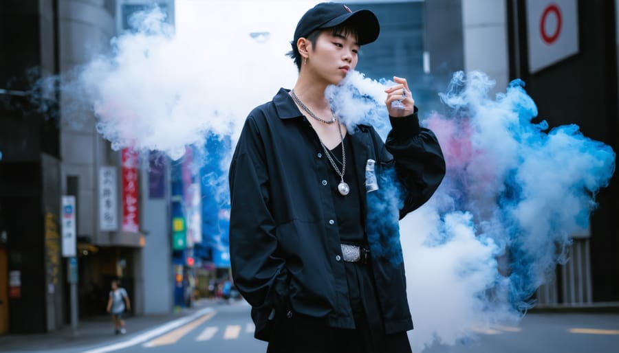 Famous Tokyo street style influencers promoting vape fashion.